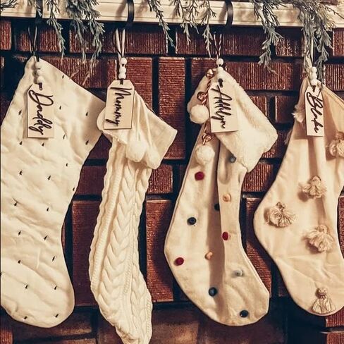 Personalized Stocking Tag, Customized Wooden Name & Font, Christmas Decoration, Gift for All Ages, Minimalist Rustic Style, Holiday Home & Room Decor, Hanging Ornament, Hickory Hollow Designs (Font 3) in Kuwait