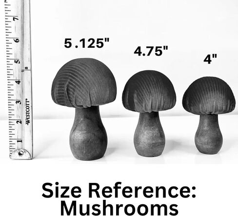 Wood Mushrooms, set of 3, neutral, custom colors, charming nature inspired gift, cottagecore, wooden mushrooms, whimsy, home decor, hand painted, (Neutral Paint 3) in Kuwait