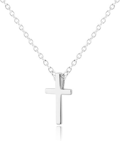 Girl's Sterling Silver Classic Cross Necklace for Kids, Teens or Women, Religious Gift for Baptism, First Communion and Confirmation in Saudi Arabia