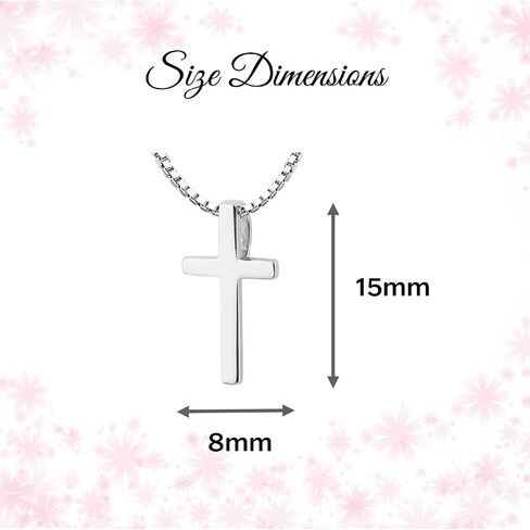 Girl's Sterling Silver Classic Cross Necklace for Kids, Teens or Women, Religious Gift for Baptism, First Communion and Confirmation in Saudi Arabia