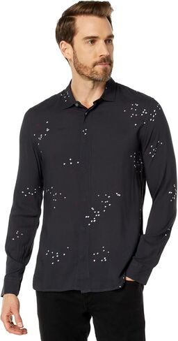 John Varvatos Men's Rodney Long Sleeve Sport Shirt, Steel Grey, M in Saudi Arabia