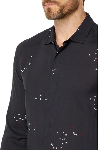 John Varvatos Men's Rodney Long Sleeve Sport Shirt, Steel Grey, M in Saudi Arabia