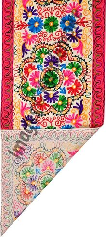 Suzani Hand Embroidered Bohemian Handmade Multi Color Tabletop Table Runner 60 Iches Long for Wedding Party Dinning Coffee Tea Special Moments Enjoy 18 X 60 (Design-2) in Saudi Arabia