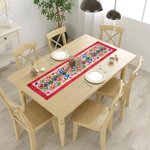 Suzani Hand Embroidered Bohemian Handmade Multi Color Tabletop Table Runner 60 Iches Long for Wedding Party Dinning Coffee Tea Special Moments Enjoy 18 X 60 (Design-2) in Saudi Arabia