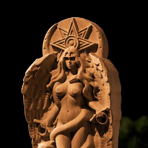 Goddess LilithStatue，Inanna, Ishtar Statue，Demoness, Pagan decor Wooden statue，Norse Mythology Goddesses, Altar Crafts, Creative Desktop Decorations (Wood) in Saudi Arabia