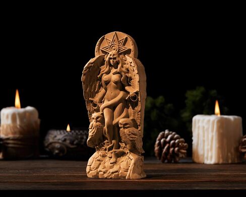 Goddess LilithStatue，Inanna, Ishtar Statue，Demoness, Pagan decor Wooden statue，Norse Mythology Goddesses, Altar Crafts, Creative Desktop Decorations (Wood) in Saudi Arabia