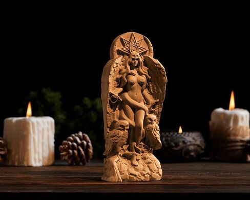 Goddess LilithStatue，Inanna, Ishtar Statue，Demoness, Pagan decor Wooden statue，Norse Mythology Goddesses, Altar Crafts, Creative Desktop Decorations (Wood) in Saudi Arabia