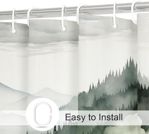 Dark Green Misty Pine Forest Shower Curtain, Mountain Foggy Woodland Scenery Tree Shower Curtains for Chic Rustic Bathroom, Abstract Modern Waterproof Nature-Themed Decor, 72x72 Inches in Saudi Arabia