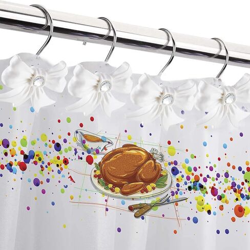 Shower Curtain Hooks,12pcs White Decorative Bow Knot Shower Curtain Rings for Girl Bathroom Art Decors in Kuwait