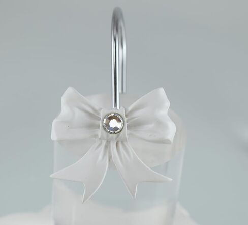 Shower Curtain Hooks,12pcs White Decorative Bow Knot Shower Curtain Rings for Girl Bathroom Art Decors in Kuwait