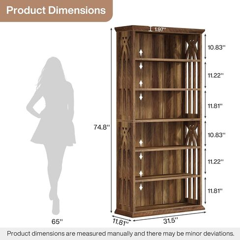 Tribesigns 6-Tier Bookshelf, 75-Inch Tall Bookcase, Large Bookshelves and Bookcases Freestanding Display Shelves, Wood Book Shelf for Living Room, Home Office, Bedroom, Brown in Kuwait
