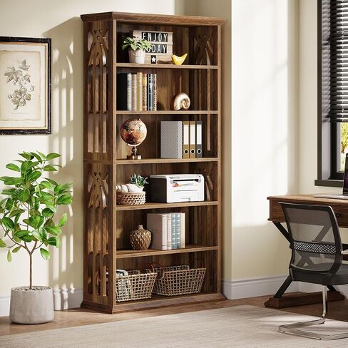 Tribesigns 6-Tier Bookshelf, 75-Inch Tall Bookcase, Large Bookshelves and Bookcases Freestanding Display Shelves, Wood Book Shelf for Living Room, Home Office, Bedroom, Brown in Kuwait
