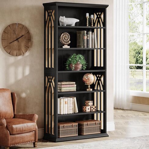 Tribesigns 6-Tier Bookshelf, 75-Inch Tall Bookcase, Large Bookshelves and Bookcases Freestanding Display Shelves, Wood Book Shelf for Living Room, Home Office, Bedroom, Brown in Kuwait