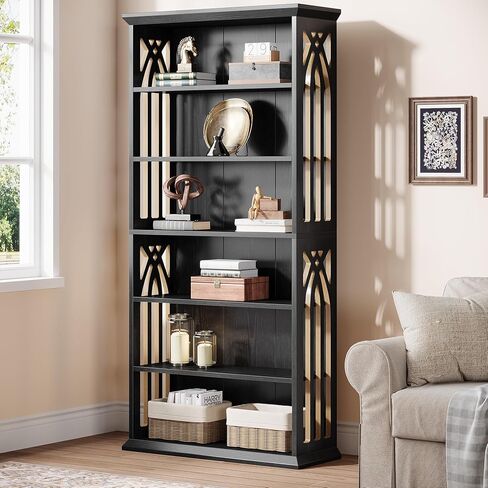 Tribesigns 6-Tier Bookshelf, 75-Inch Tall Bookcase, Large Bookshelves and Bookcases Freestanding Display Shelves, Wood Book Shelf for Living Room, Home Office, Bedroom, Brown in Kuwait