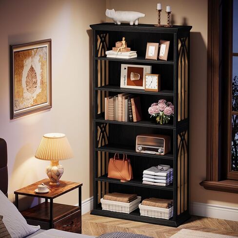 Tribesigns 6-Tier Bookshelf, 75-Inch Tall Bookcase, Large Bookshelves and Bookcases Freestanding Display Shelves, Wood Book Shelf for Living Room, Home Office, Bedroom, Brown in Kuwait