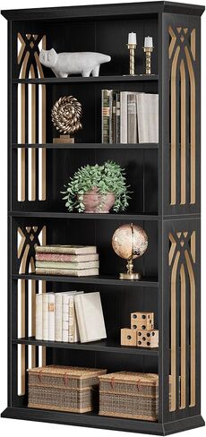 Tribesigns 6-Tier Bookshelf, 75-Inch Tall Bookcase, Large Bookshelves and Bookcases Freestanding Display Shelves, Wood Book Shelf for Living Room, Home Office, Bedroom, Brown in Kuwait