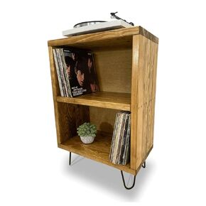 Double Stack Vinyl Record Storage Furniture | Record Player Stand | Media Console | Tv Stand | Record LP Storage | Turntable Stand