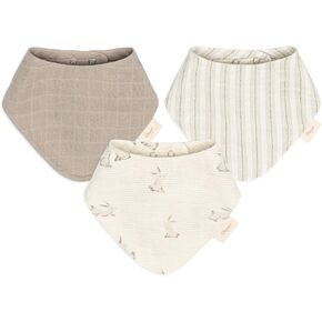 Crane Baby 100% Organic Cotton Baby Bibs, 3-pc. Set, Bunny Pattern for Boys, Girls, Unisex, Feeding, Drooling, Teething Bibs