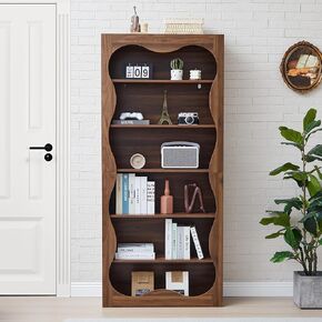 71" Tall Bookshelf, 6 Tier Large Wooden Book Shelf, Modern Freestanding Bookshelves and Bookcases, Unique Bookcase Display Storage Shelves for Living Room, Bedroom, Classroom, Office, Library