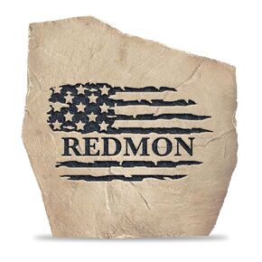 Personalized Flag Name Stone - Engraved Garden Stone - Sandstone 15" x 15" - Monogram Stone by Design A Stone