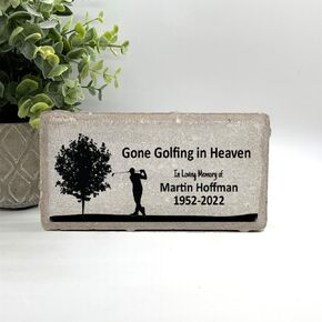 Golfer Memorial Stone - Sympathy Gift - Bereavement Gift - Real Stone Personalized by Florida-Funshine
