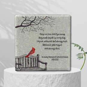 Memorial Stone - 12x12 Empty Bench with Cardinal Memorial - Real Stone Personalized by Florida-Funshine