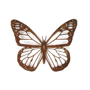 Giant Metal Monarch Butterfly Wall Art Decor 15 to 36 Inches Wide (Naturally Rusted, 15" Wide)