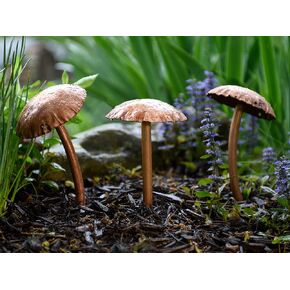 7 Year Copper Anniversary Mushroom Sculpture Trio