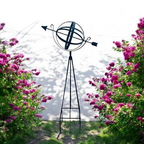 Wrought Iron Garden Armillary Sphere - Amish Handmade Outdoor Garden Globe Sculpture - Metal Decorative Garden Orb for Yard, Lawn or Patio Decor - Made in Lancaster, PA by Boxwood & Mum