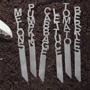 Spell It Out Personalized Metal Garden Plant Markers - Set of 7 Vertical Stacked Name Stakes for Herbs, Vegetables & Flowers - Durable Labels for Over 80 Plant Varieties