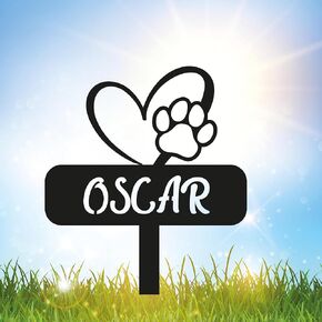 Heart with Dog Paw Metal Garden Stake, Personalized Dog Memorial Yard Decor, Custom Dog Name Sign, Dog Lovers Gift, Pet Walker Art, Outdoor Yard Decor, Patio, Lawn Decorations, Housewarming Gift