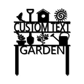 Custom Garden Sign, Garden Sign, Personalized Garden Sign, Garden Stake (17" W x 14 1/2" H, Black)