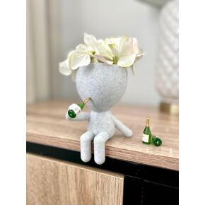 Little People Planter | Champagne Lovers Planter Gift Idea, party, events, plant and champagne lovers, Plant Gift Idea, Cute Succulent Planter (Twinkling Black, 1 extra bottle)