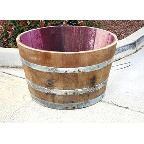 Half Wine Barrel Planter – Rustic Oak Wood – Reclaimed Wine Barrel for Garden, Patio, Flowers or Herbs – Authentic Napa Valley Look – Outdoor/Indoor Use