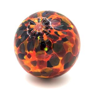 Pond Float. Handmade Blown Glass, Garden Gazing Ball, Table Centerpiece, Assorted sizes available. Home and Patio Decor. Artist Dehanna Jones. Seattle, WA. (Orange Rainbow MM)