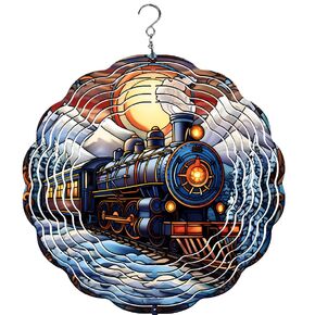 Winter Train Wind Spinner | 10" Windspinner | Wind Spinner | Christmas Lovers | Yard Gifts | Stained Glass decor