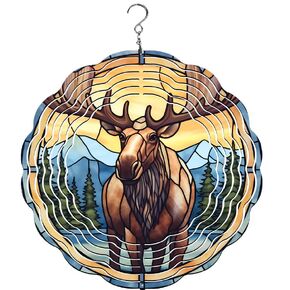 Moose Wind Spinner | 10" Windspinner | Wind Spinner | Animal Lovers | Mountain Landscape Gifts | Stained Glass decor