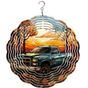 Fall Truck Stained Glass Wind Spinner | 10" Windspinner | Wind Spinner | Truck Lovers | Yard Gifts | Stained Glass decor