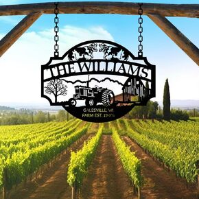 Personalized Metal Farm Sign, Customized Family Name Ranch Sign, Large Last Name Sign for Farmhouse Decoration, Outdoor Farm Wall Art, Welcome Sign, Entrance Gate Sign, Farm Lovers Gift, Garden Decor