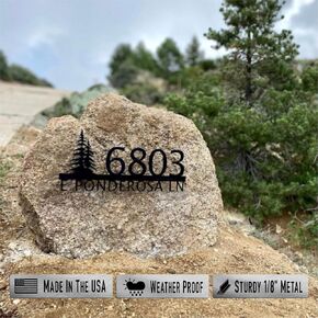Custom Metal Address Sign with Tree For Rock Personalized Custom Address Modern House Address Number Housewarming Gifts Rock Address Plaque