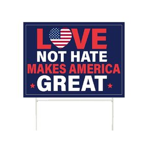 ASPOL PRINT Love Not Hate Makes America Great Yard Sign, Vote 2024 Sign, America Yard Sign, Garden Decor, Double Sided, Red And Blue, 2024 Election, 24x18 inch with H Steak