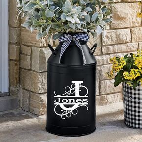 Monogram Family Name Milk Can Decal | Front door Decor | Front Porch Decor | Milk Can Decal (Milk Can NOT Included)