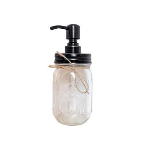 Clear Mason Jar Soap Dispenser with Oil Rubbed Bronze Color Lid, 16 oz. Pint Size, Mason Jar Soap Dispenser Lid and Pump, Simple Gift for New Home, Decorative Soap Dispenser Bathroom
