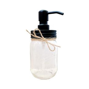 CLEAR Mason Jar Soap Dispenser, 16 oz. Pint Size, Black Soap Dispenser Pump, Modern Farmhouse Style Bathroom Decor, Half Bath Decor, Glass Mason Jar With Soap Pump, Housewarming Gift for Couple