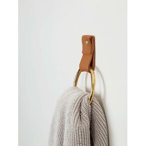 KEYAIIRA - Small Wide Leather Wall Hook, minimalist leather strap hanger for bath towel holder leather wall hook strap towel hook bathroom decor brass towel ring nordic home