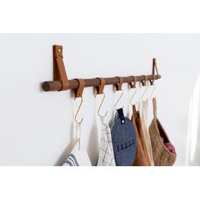 Handmade Leather Towel Holder with Wood Dowel – Wall Mount Rack for Kitchen or Bathroom – Farmhouse Decor – Eco-Friendly & USA Made - by Keyaiira