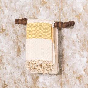 Rustic Wooden Towel Rack - Handcrafted Wall-Mounted Towel Holder for Kitchen & Bathroom, Ideal for Farmhouse Decor, Modern Customizable Rack (Natural Stain, 14 Inch / 35 cm)