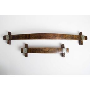 Dark Walnut Wine Barrel Towel Rack with Bands, Choice of Size