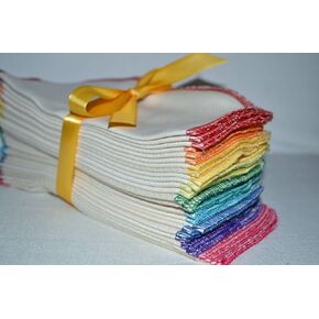 1 or 2 Ply 8x8 Inches Unbleached Birdseye Little Wipes Choice of Pack Size and Color Edging- Proudly Made in the USA!