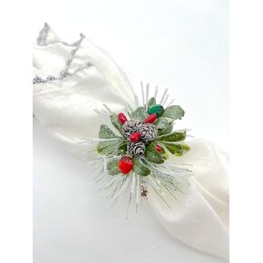 Set of 6 Silver Christmas Napkin Ring, Holiday Napkin Ring, Silver Napkin Ring, Christmas Table, Dinner Decor, Holiday Table, Pine Cove Napkin Holder, Handmade